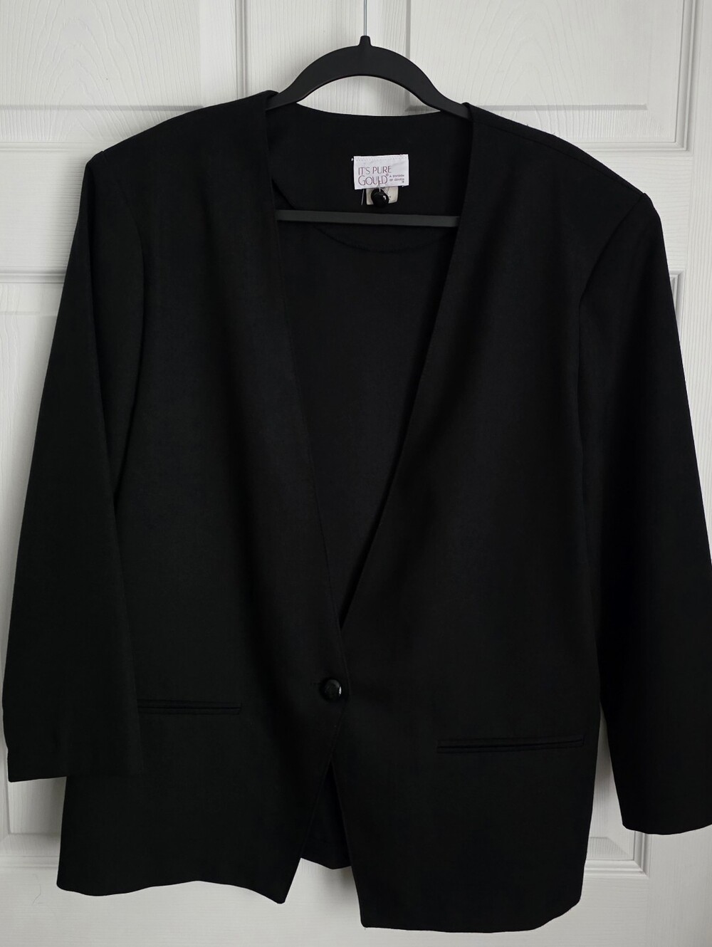VTG 80s It’s Pure Gould Collarless Black Power Blazer 18 True Vintage Union Made